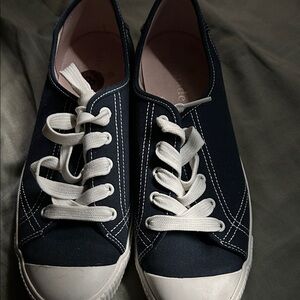 Kate Spade Navy and White Canvas Sneakers